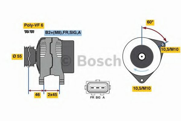 Generator / Alternator FORD KUGA I (2008 - 2016) BOSCH 0 986 049 071 piesa NOUA