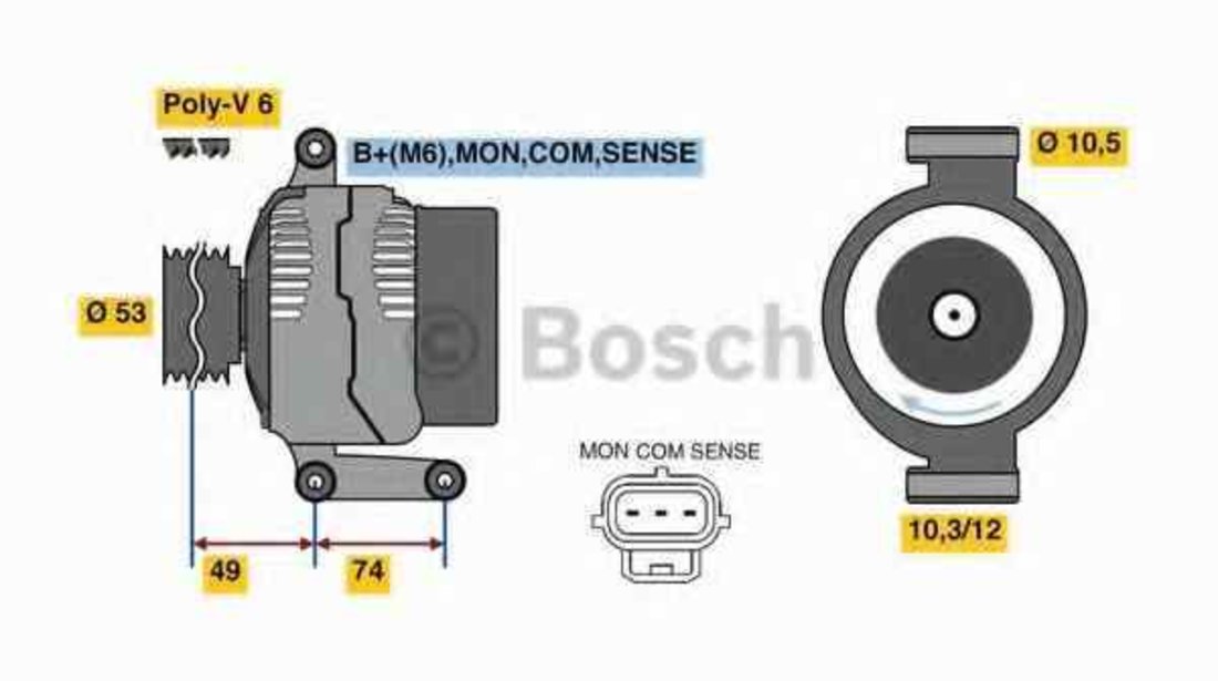 Generator / Alternator FORD MONDEO III limuzina B4Y BOSCH 0 986 049 460