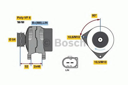 Generator / Alternator FORD MONDEO IV Turnier (BA7) (2007 - 2016) BOSCH 0 986 081 190 piesa NOUA