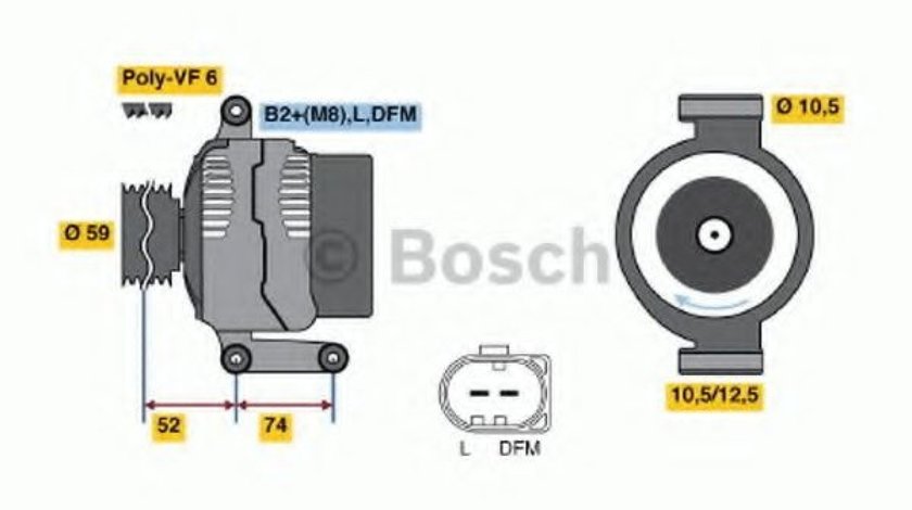 Generator / Alternator FORD TRANSIT bus (2006 - 2014) BOSCH 0 986 047 910 piesa NOUA