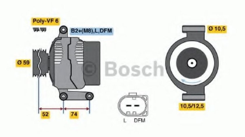 Generator / Alternator FORD TRANSIT platou / sasiu (2006 - 2014) BOSCH 0 986 047 910 piesa NOUA