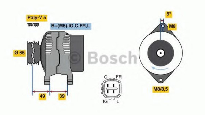 Generator / Alternator HONDA CIVIC VIII Hatchback (FN, FK) (2005 - 2012) BOSCH 0 986 080 570 piesa NOUA