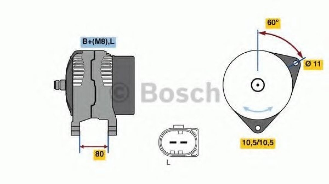 Generator / Alternator IVECO DAILY V autobasculanta (2011 - 2014) BOSCH 0 986 080 060 piesa NOUA