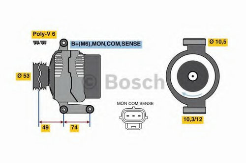 Generator / Alternator JAGUAR X-TYPE (CF1) (2001 - 2009) BOSCH 0 986 049 460 piesa NOUA