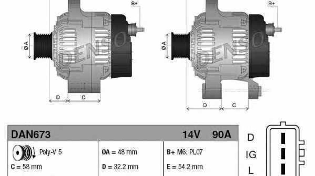 Generator / Alternator LAND ROVER FREELANDER Soft Top DENSO DAN673