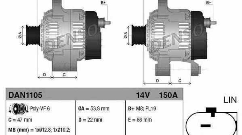 Generator / Alternator LAND ROVER RANGE ROVER SPORT (LS) DENSO DAN1105