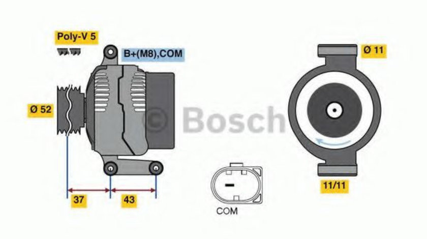 Generator / Alternator MERCEDES A-CLASS (W169) (2004 - 2012) BOSCH 0 986 080 500 piesa NOUA