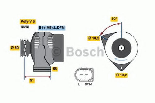 Generator / Alternator MERCEDES C-CLASS (W203) (2000 - 2007) BOSCH 0 986 047 560 piesa NOUA