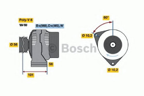 Generator / Alternator MERCEDES SPRINTER 3-t caroserie (903) (1995 - 2006) BOSCH 0 986 038 170 piesa...