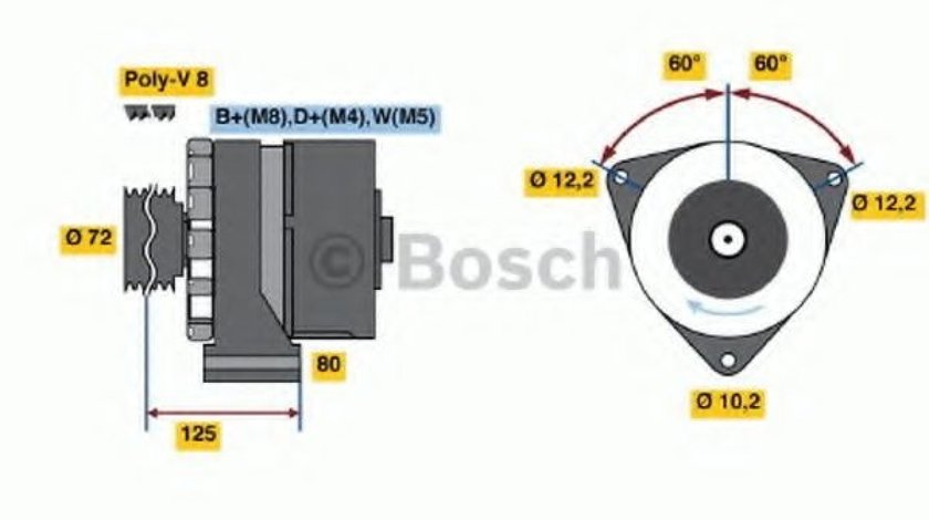 Generator / Alternator MERCEDES VARIO bus (1996 - 2016) BOSCH 0 986 040 260 piesa NOUA