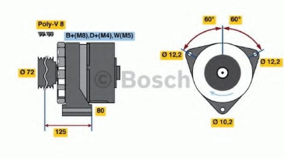 Generator / Alternator MERCEDES VARIO autobasculanta (1996 - 2016) BOSCH 0 986 040 260 piesa NOUA