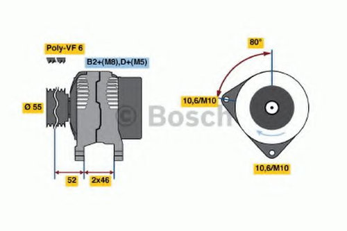 Generator / Alternator PEUGEOT BOXER bus (244, Z) (2001 - 2016) BOSCH 0 986 044 400 piesa NOUA
