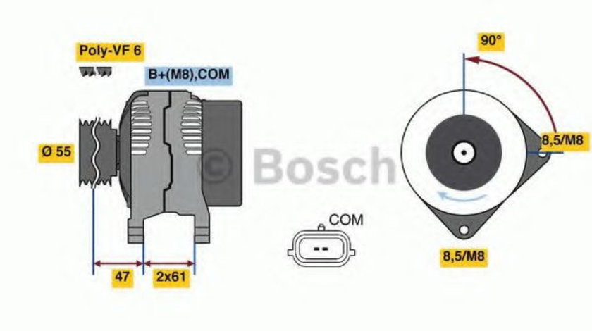 Generator / Alternator RENAULT KANGOO / GRAND KANGOO (KW0/1) (2008 - 2016) BOSCH 0 986 080 710 piesa NOUA