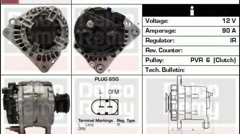 Generator / Alternator SEAT ALHAMBRA (7V8, 7V9) (1996 - 2010) DELCO REMY DRB1490 piesa NOUA