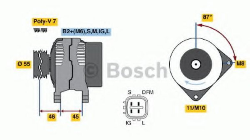Generator / Alternator TOYOTA AVENSIS Combi (T25) (2003 - 2008) BOSCH 0 986 046 120 piesa NOUA