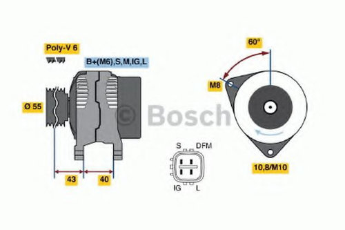 Generator / Alternator TOYOTA COROLLA Hatchback (E11) (1997 - 2002) BOSCH 0 986 042 660 piesa NOUA
