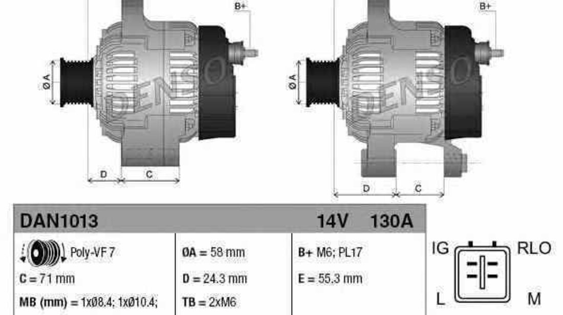 Generator / Alternator TOYOTA RAV 4 III (ACA3_, ACE_, ALA3_, GSA3_, ZSA3_) DENSO DAN1013