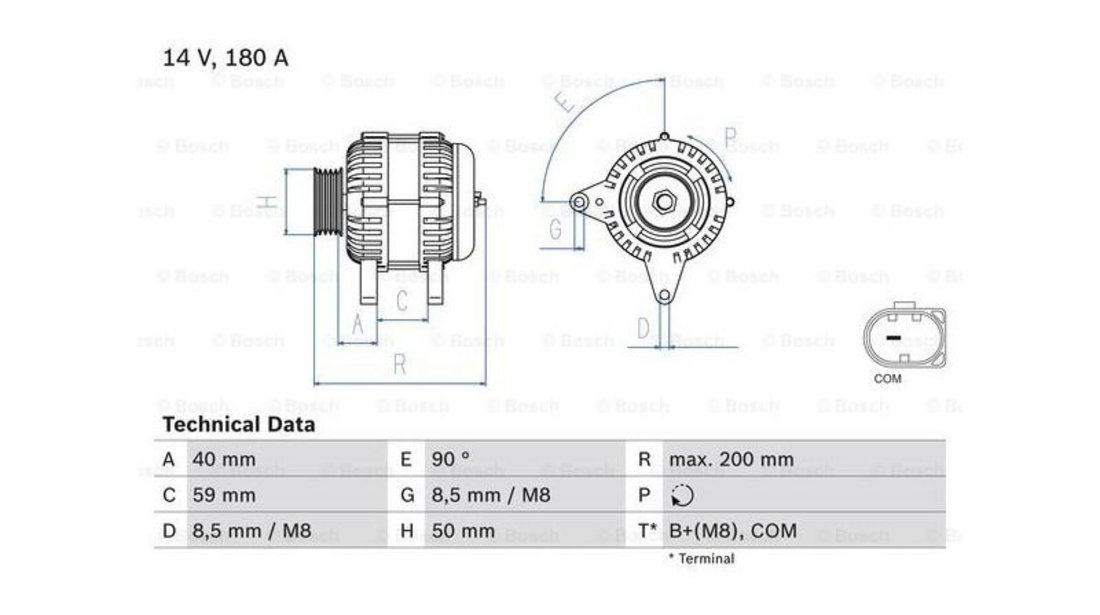 Generator / alternator Volkswagen VW TRANSPORTER Mk VI platou / sasiu (SFD, SFE, SFL, SFZ) 2015-2016 #2 0121715077