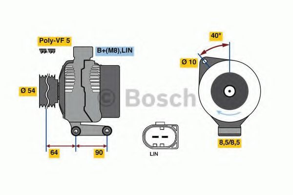 Generator / Alternator VOLVO S60 II (2010 - 2016) BOSCH 0 986 048 400 piesa NOUA