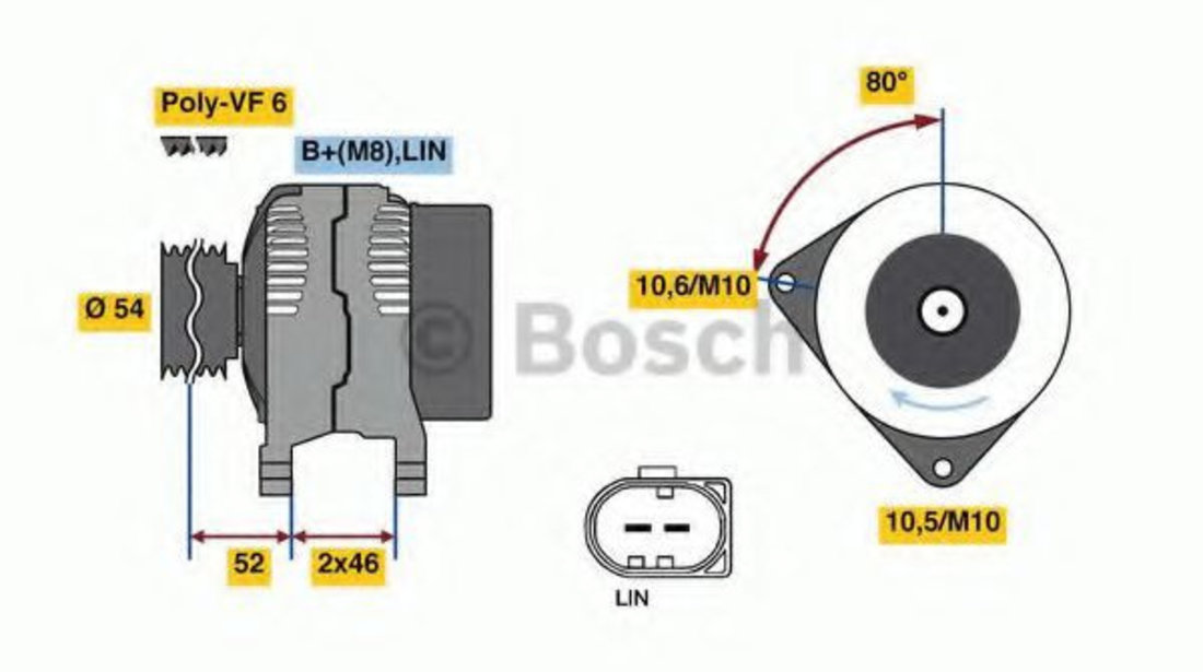 Generator / Alternator VOLVO S80 II (AS) (2006 - 2016) BOSCH 0 986 081 190 piesa NOUA