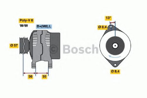 Generator / Alternator VOLVO V70 I (LV) (1996 - 2000) BOSCH 0 986 040 370 piesa NOUA