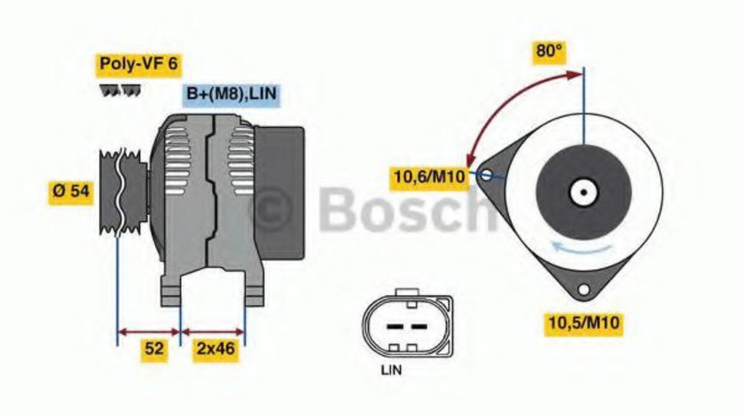 Generator / Alternator VOLVO V70 III (BW) (2007 - 2016) BOSCH 0 986 081 190 piesa NOUA