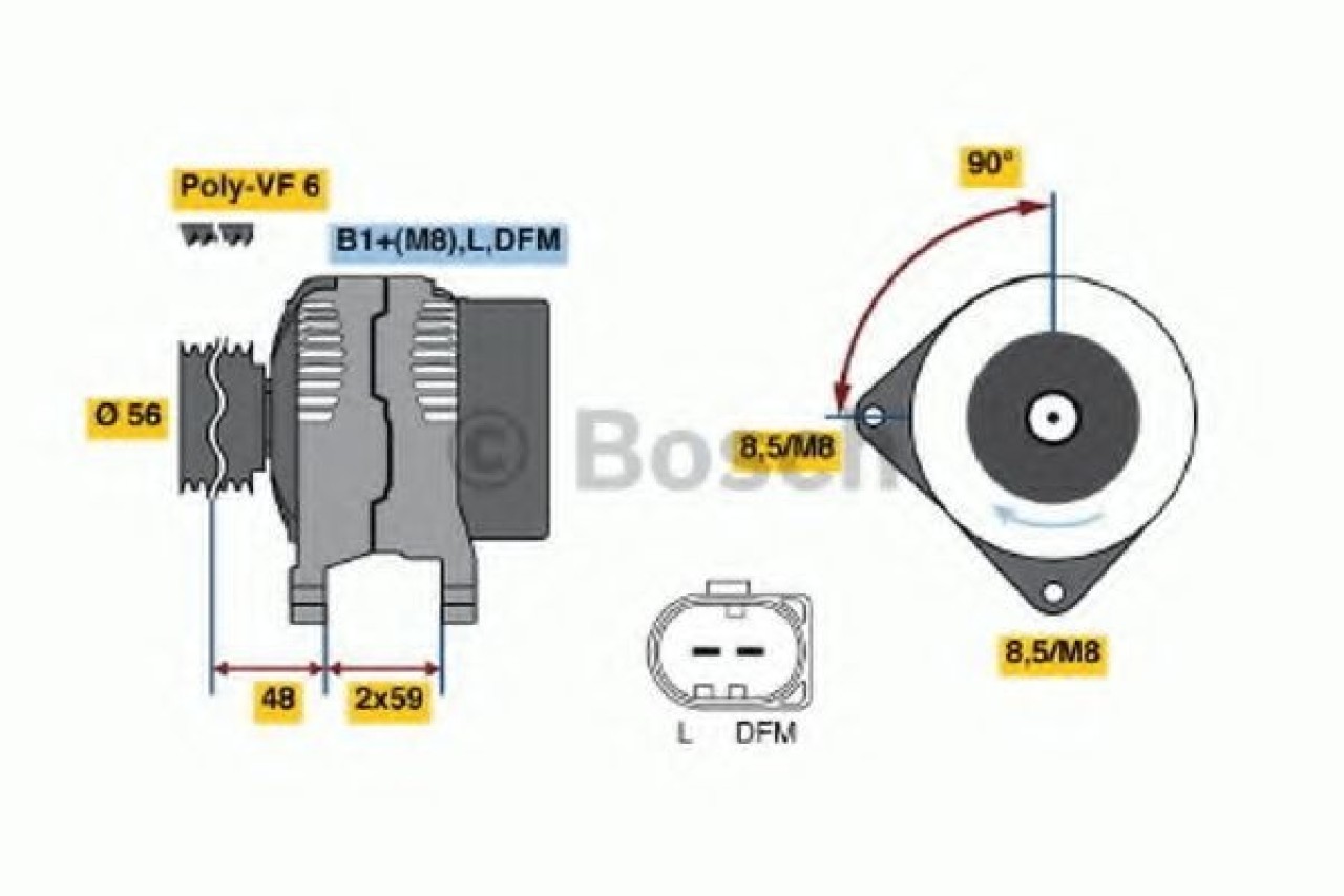 Generator / Alternator VW BORA (1J2) (1998 - 2005) BOSCH 0 986 047 250 piesa NOUA