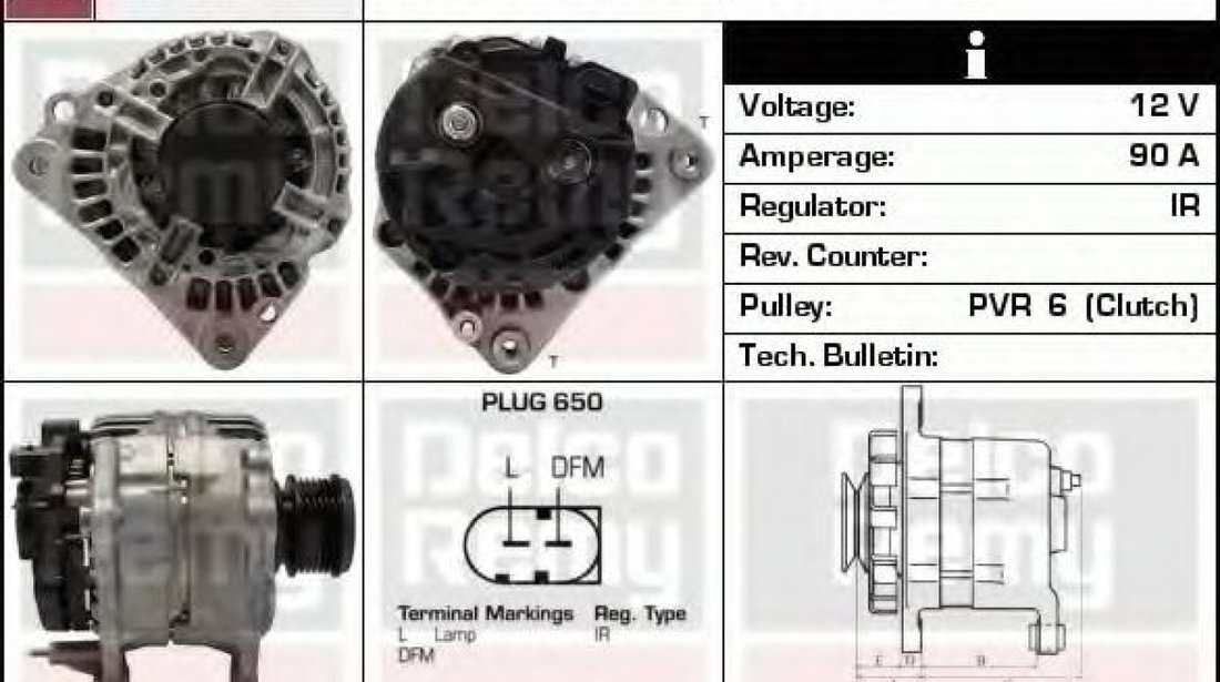 Generator / Alternator VW BORA (1J2) (1998 - 2005) DELCO REMY DRB1490 piesa NOUA