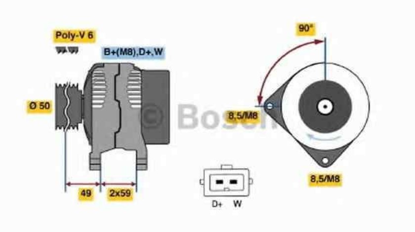 Generator / Alternator VW CADDY II caroserie (9K9A) BOSCH 0 986 038 370