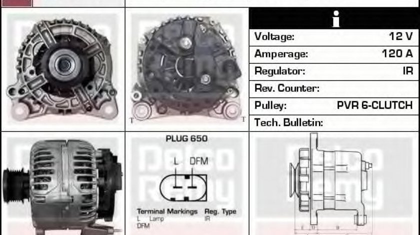 Generator / Alternator VW GOLF IV Variant (1J5) (1999 - 2006) DELCO REMY DRB1860 produs NOU