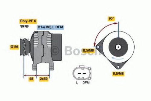 Generator / Alternator VW MULTIVAN V (7HM, 7HN, 7HF, 7EF, 7EM, 7EN) (2003 - 2015) BOSCH 0 986 047 25...