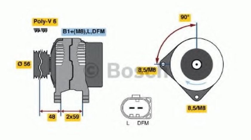 Generator / Alternator VW TOURAN (1T1, 1T2) (2003 - 2010) BOSCH 0 986 045 330 - produs NOU
