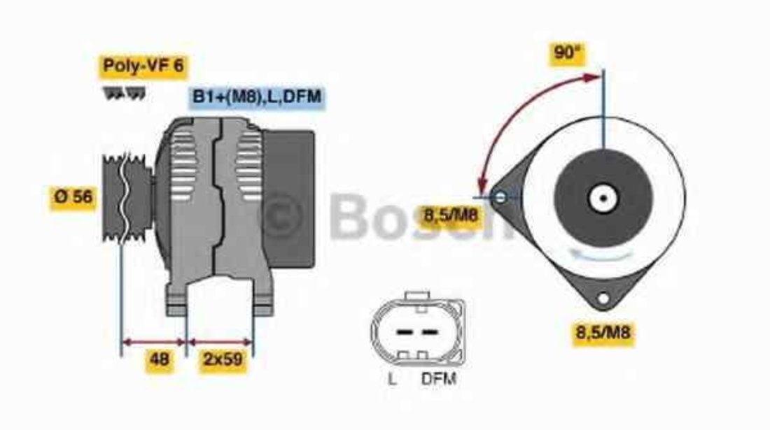 Generator / Alternator VW TRANSPORTER V platou / sasiu (7JD, 7JE, 7JL, 7JY, 7JZ, 7FD, BOSCH 0 986 045 340