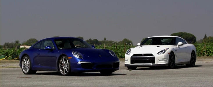Germania versus Japonia: Noul Porsche 911 Carrera S, fata in fata cu Nissan GT-R