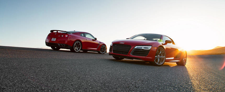 Germania vs Japonia: Audi R8 si Nissan GT-R isi dau intalnire pe circuit