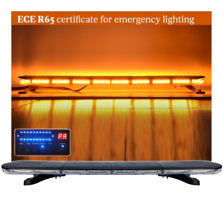 Girofar Lampă De Semnalizare De Urgență Cu Led-uri Puternice, 12V / 24V, 123cm, 162W, 16 Moduri De Funcționare, Sticlă Transparentă, Pentru Platformă De Asistență Rutieră, Plug De Zăpadă Si Altele MAR387