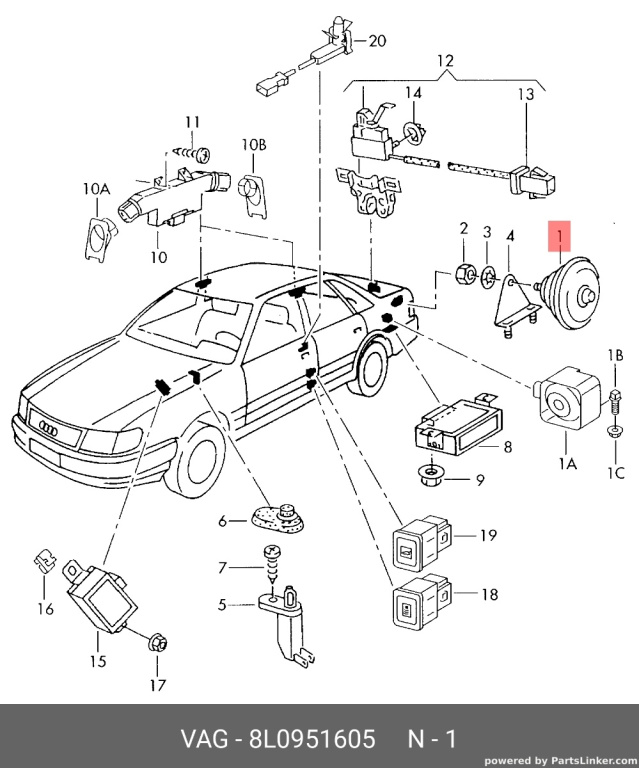 Goarna alarma Audi A4 8E 2002 2003 Avant / Sedan OEM 8L0951605