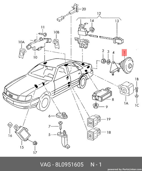 Goarna alarma Audi A4 8E 2002 2003 Avant / Sedan OEM 8L0951605