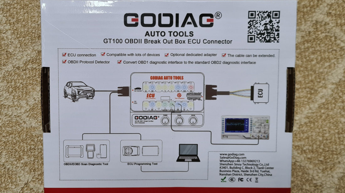 GODIAG GT100 AUTO TOOLS OBD II Break Out Box ECU Connector