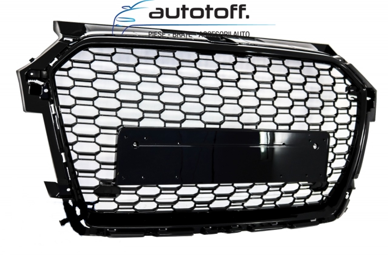 Grilă Centrala Fără Emblema Audi A1 8X Facelift (2015-2018) RS1 Design Negru Lucios