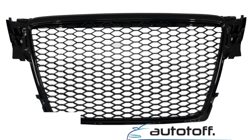 Grilă Centrala Fără Emblema Audi A4 B8 (2007-2012) RS Design Negru Lucios