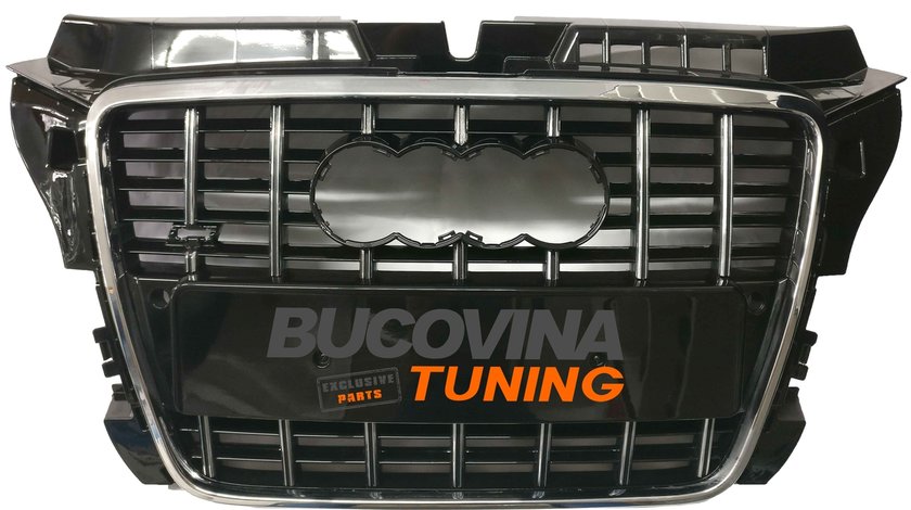 GRILA AUDI A3 8P S3 DESIGN (09-12) NEGRU-CROM (PDC)