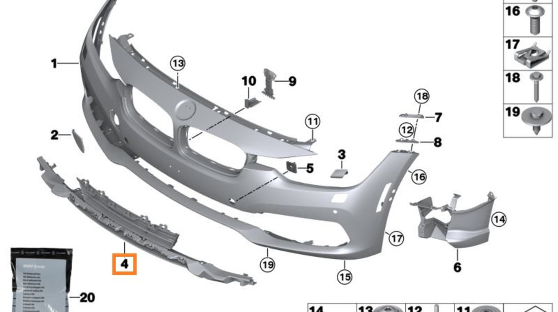 Grila Bara Fata Am Bmw Seria 3 F31 2015-2019 Facelift 51117386152