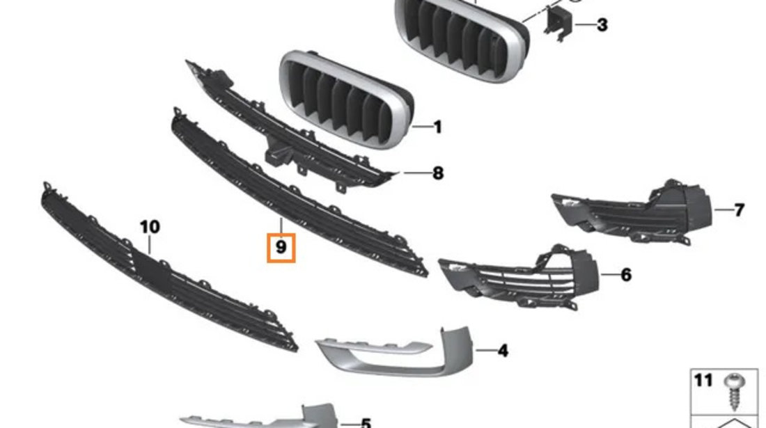 Grila Bara Fata Am Bmw X5 F15 2013-2018 51117294475