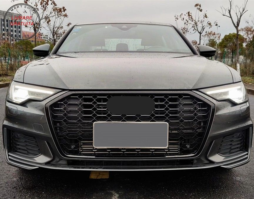 Grila Bara Fata Audi A6 C8 4K (2018-up) RS6 Design Negru Lucios- livrare gratuita
