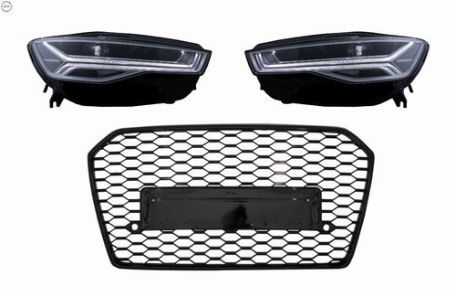 Grila Bara Fata cu Faruri Full LED Semnalizare Dinamica Secventiala Audi A6 4G RS6- livrare gratuita
