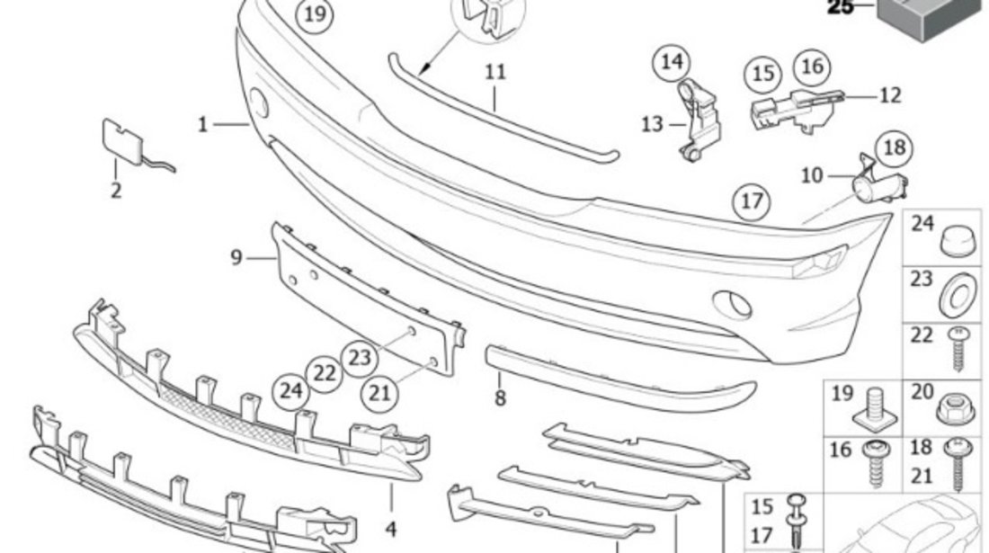 Grila Bara Fata Dreapta Oe Bmw Seria 3 E46 2001-2005 51117043496