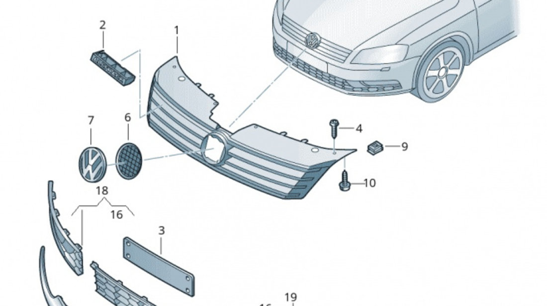 Grila Bara Fata Dreapta Oe Volkswagen Passat B7 2010-2014 Alltrack 3AA853666G9B9