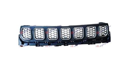 Grila bara fata Jeep Compass 2022- NOUA 68607803AA 6WQ65GXHAA 6WQ67RXFAA (NEGRU LUCIOS) - CU RAMA CR...
