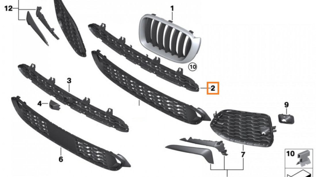 Grila Bara Fata Oe Bmw X3 F25 2014→ M-Pachet 51118056936